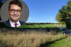 Green Belt land in Crews Hill and (inset) Lord Benjamin Gascoigne
