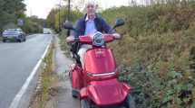 Hugh Small on his mobility scooter in Hadley Road