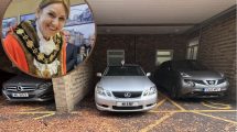 The mayoral vehicle (left) was parked illegally in a disabled bay (credit Amy Bridgeman)