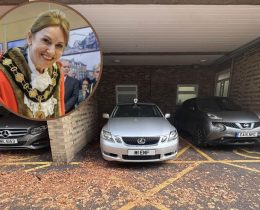 The mayoral vehicle (left) was parked illegally in a disabled bay (credit Amy Bridgeman)
