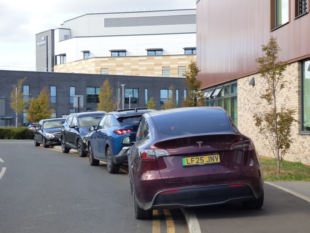Vehicles illegally parked along Hunters Way