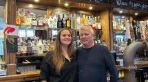 Stephanie and Kevin behind the bar at The Fishmonger's Arms