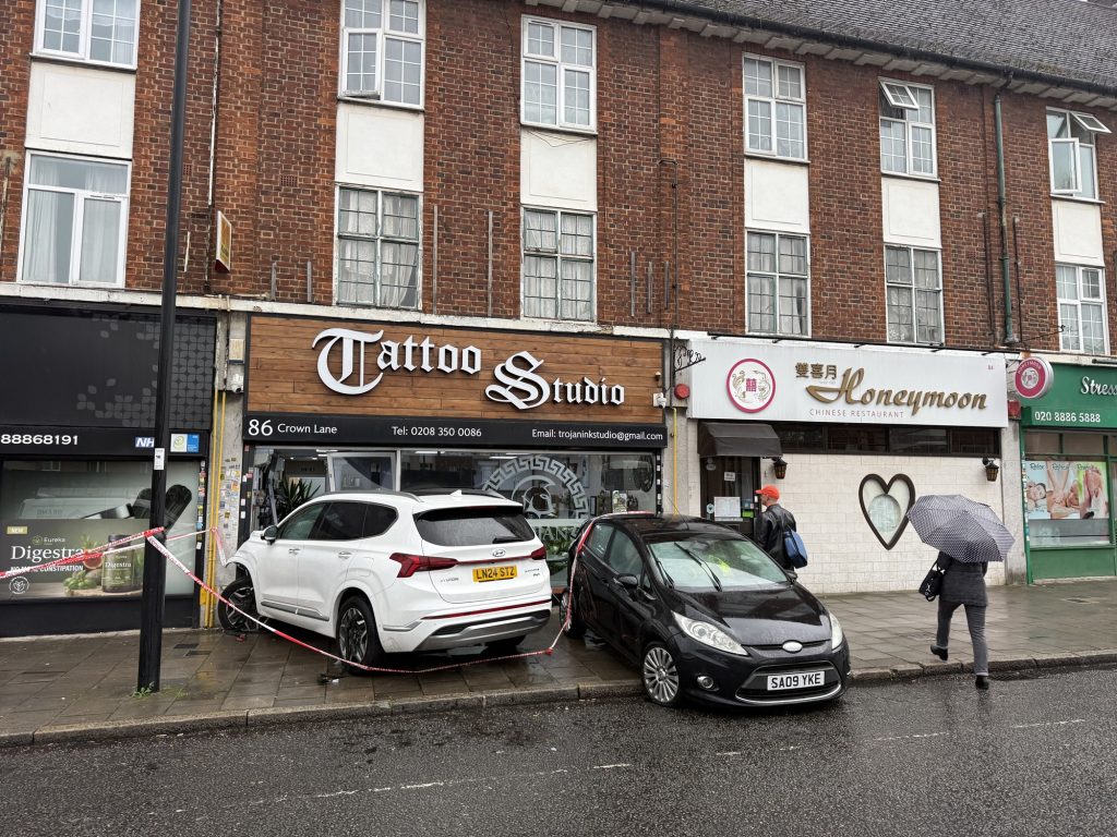 Two car smashed into Tattoo Studio in Southgate