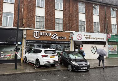Two car smashed into Tattoo Studio in Southgate