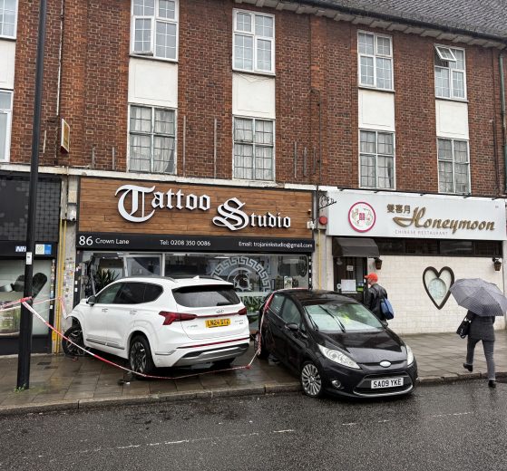 Two car smashed into Tattoo Studio in Southgate