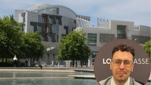 The Scottish Parliament in Holyrood, Edinburgh, and (inset) Benali Hamdache