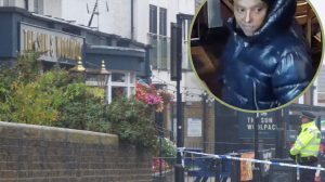 The scene of the shooting pictured last week and (inset) suspect Abreham Woldegiworgis